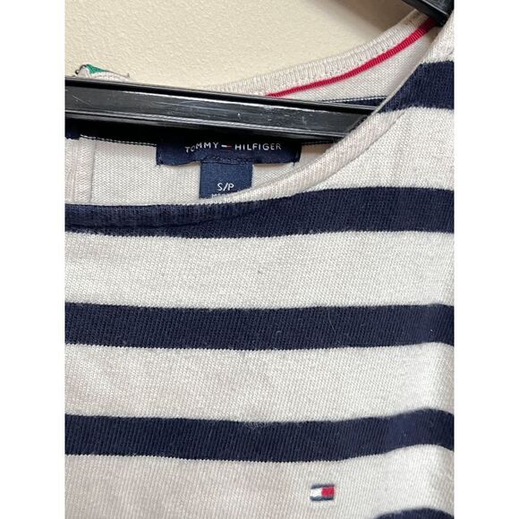 Tommy Hilfiger Womens 3/4 Sleeve Breton Dress Blue Ivory Striped Sz Small - Picture 4 of 6